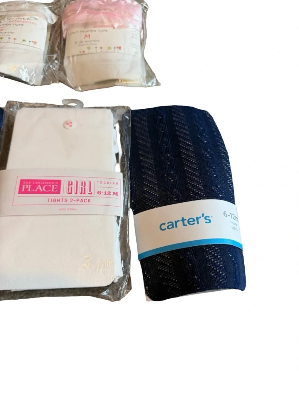 Carters Children's Place Starting Out Eight Pairs Baby Girl Tights OM - 12M New